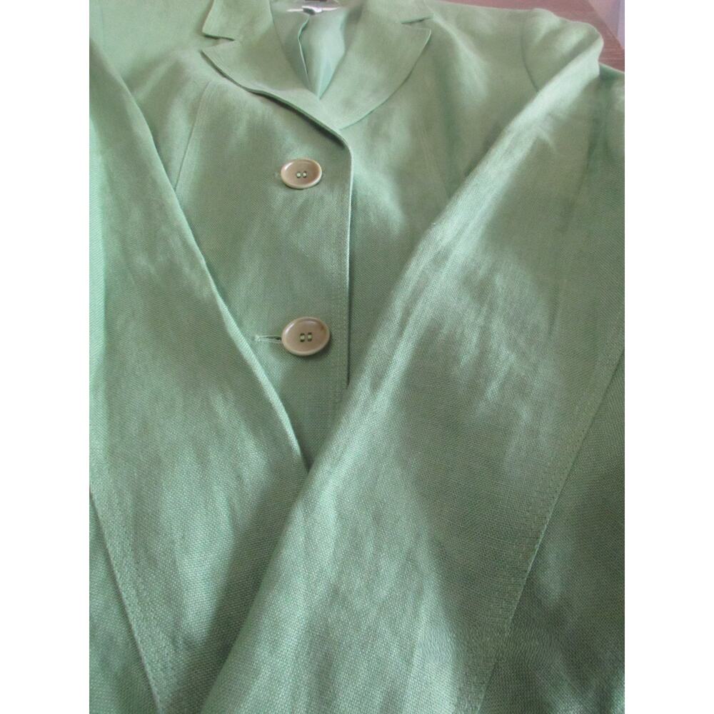 Vintage 90s‎ Talbots Irish Linen Blazer Women's Sz 8 Long Lime Green Preppy - Picture 5 of 6